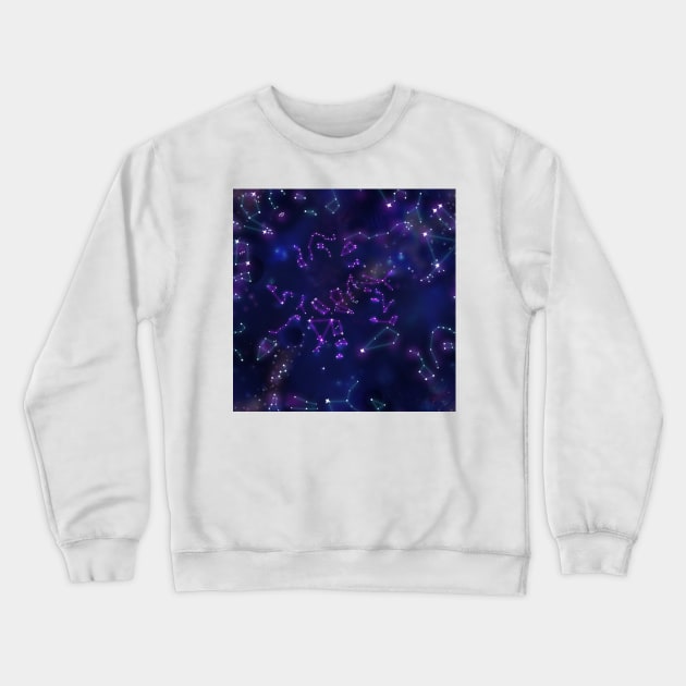 Constellations Space Stars Deep Space Night Sky Milky Way Crewneck Sweatshirt by sandpaperdaisy